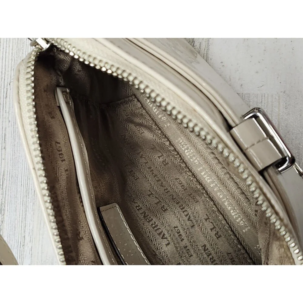 R.L.L Lauren Ralph Lauren Crossbody Bag Cream Small Leather Classic Purse - Picture 11 of 16